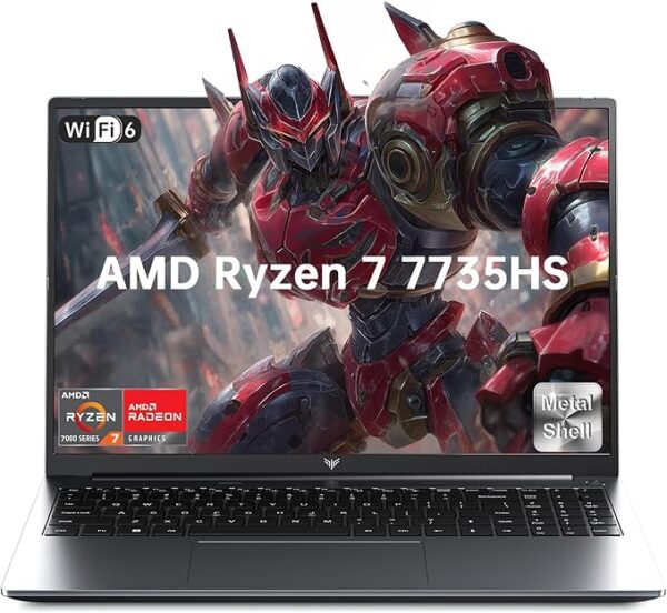 AMD Laptop,16 Inch FHD Display Laptop with AMD Ryzen 7 7735HS Processor up to 4.7GHz,16GB Ram DDR5 4800MHz 512GB SSD Notebook with Backlit Keyboard